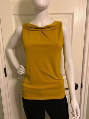 Ann Taylor Mustard Draped Neck Sleeveless Tank